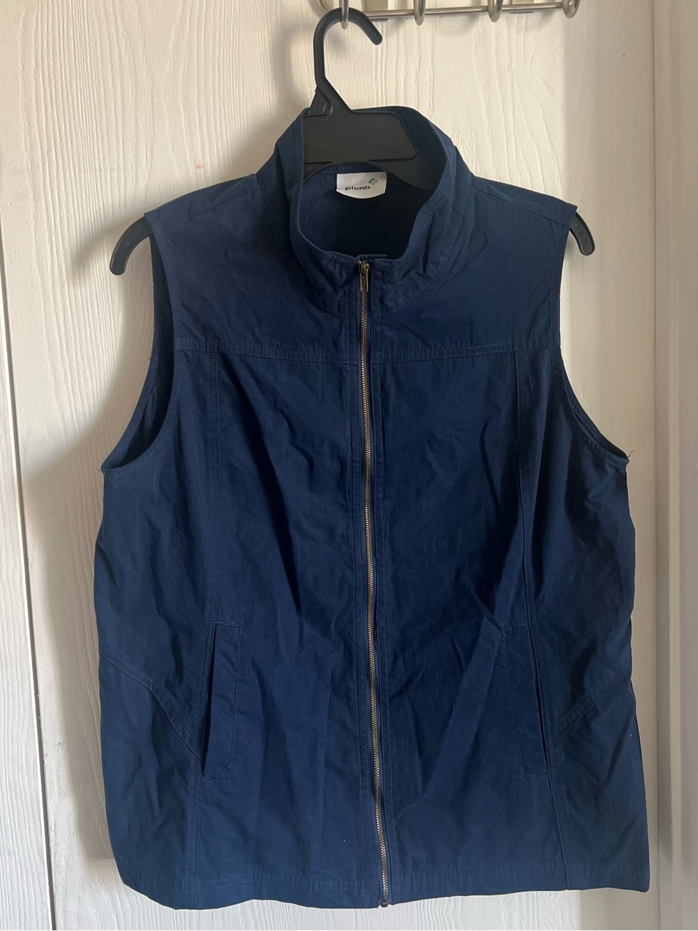 Girl Scout Navy Zip Up Front Utility Leader Vest Adult Size L 14-16